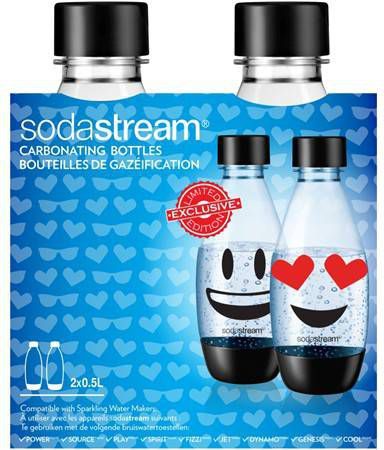 Sodastream Duopack 0 5L Herbruikbare Fles Emoji Waterkan Zwart